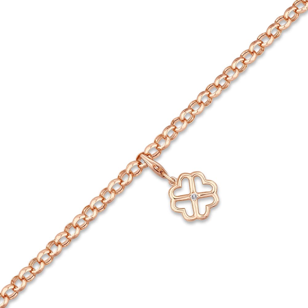 0,02 Karat Yonca Charm Pırlanta Bileklik