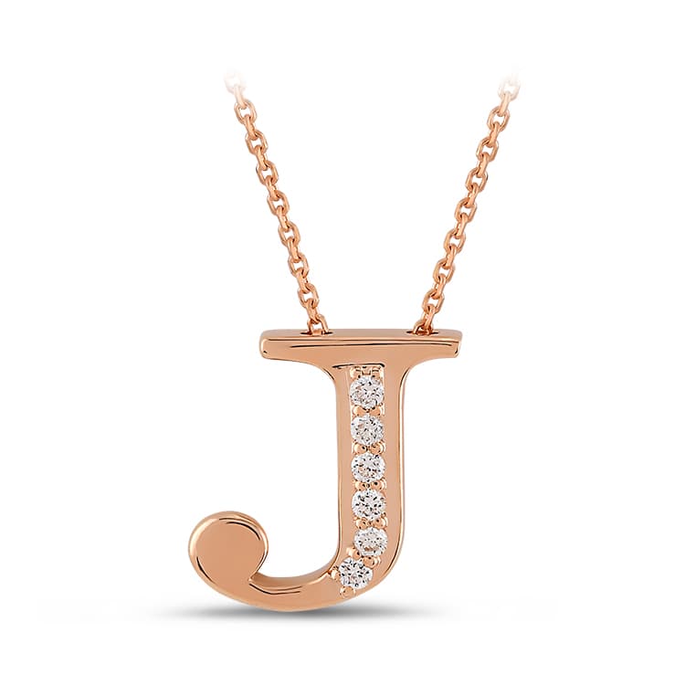 0,04 Karat J Harfi Pırlanta Kolye