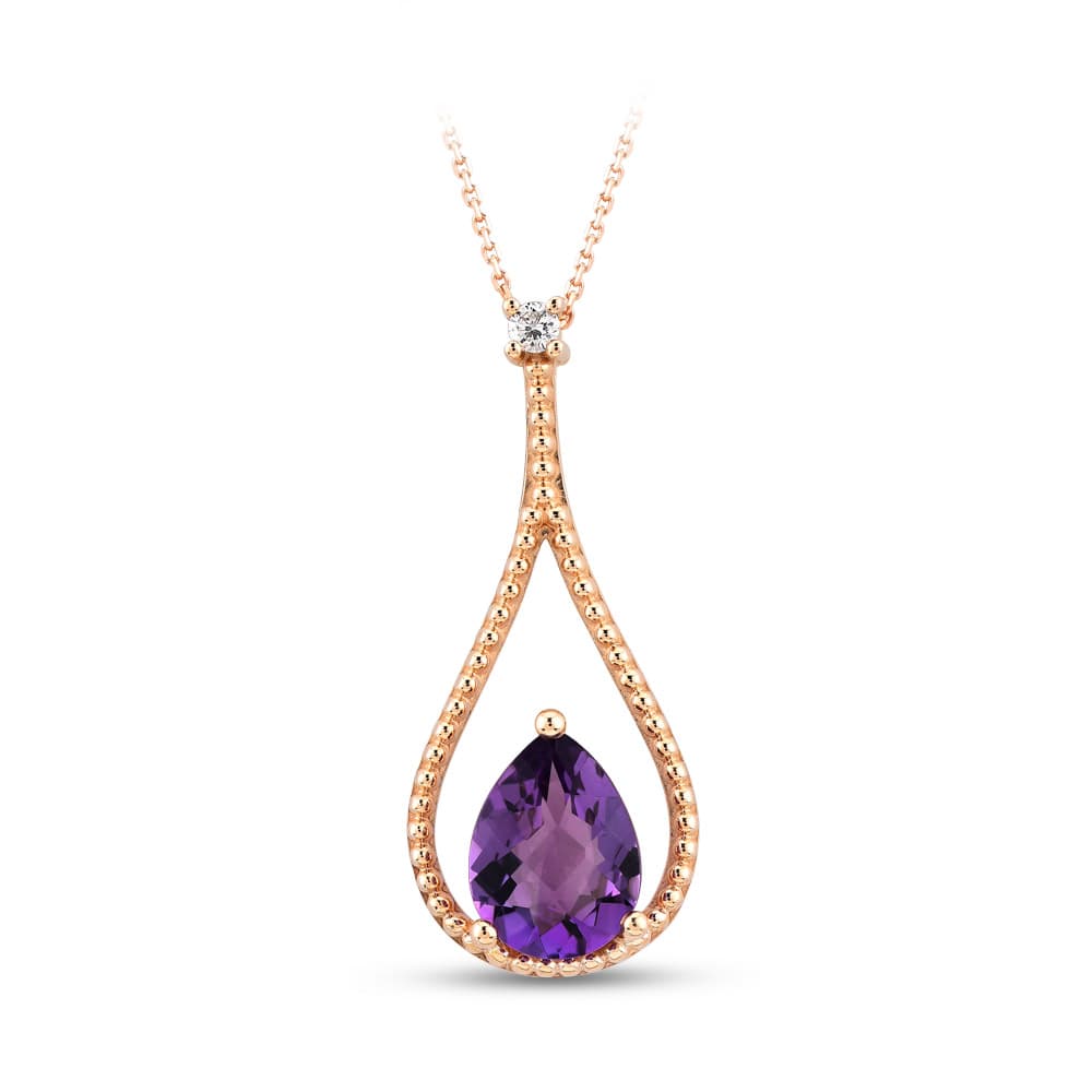 1,33 Karat Violet Pırlanta Ametist Kolye