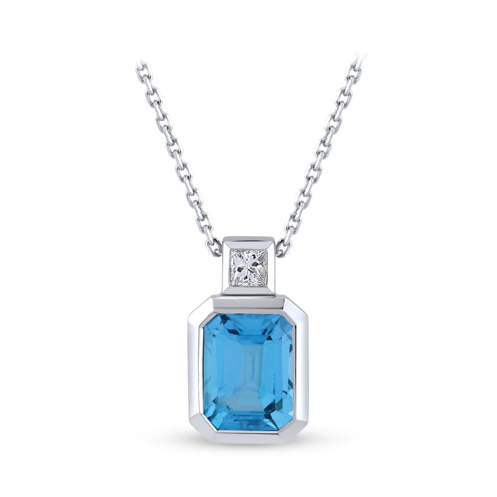 1,77 Karat Pırlanta Blue Topaz Kolye