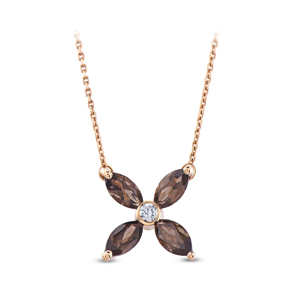 0,52 Karat Pırlanta Smoky Quartz Kolye