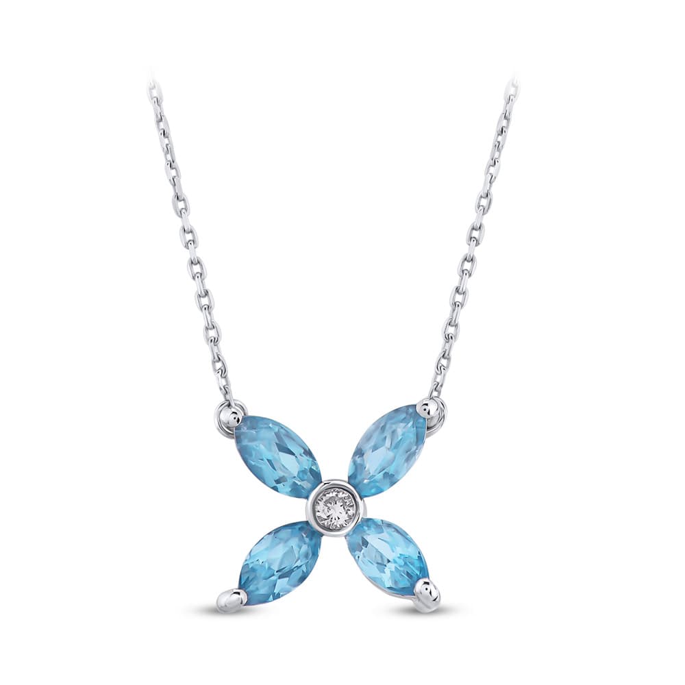 0,62 Karat Pırlanta Blue Topaz Kolye