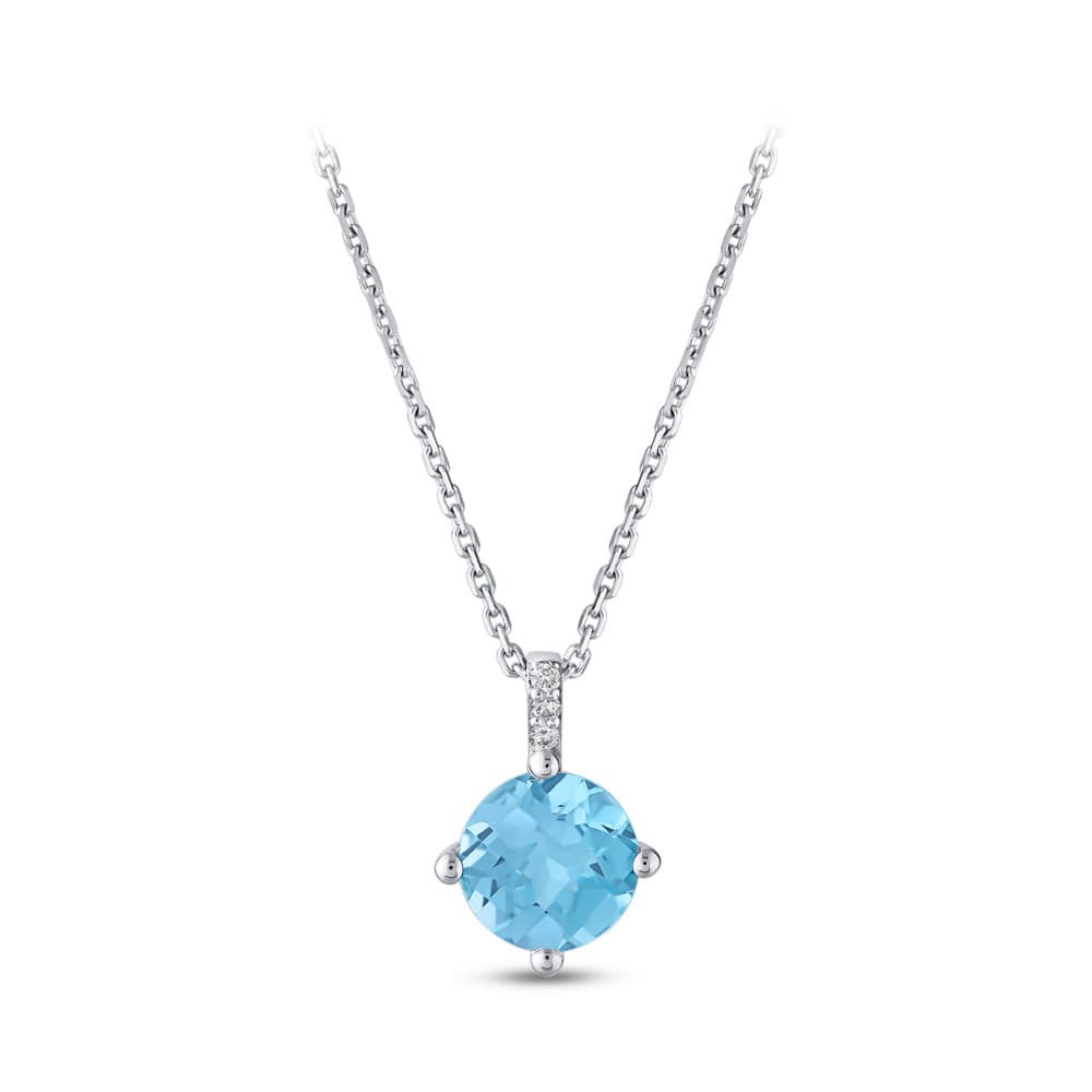 1,22 Karat Pırlanta Blue Topaz Kolye