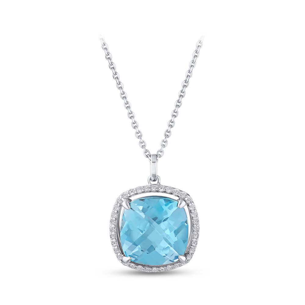 5,23 Karat Pırlanta Blue Topaz Kolye