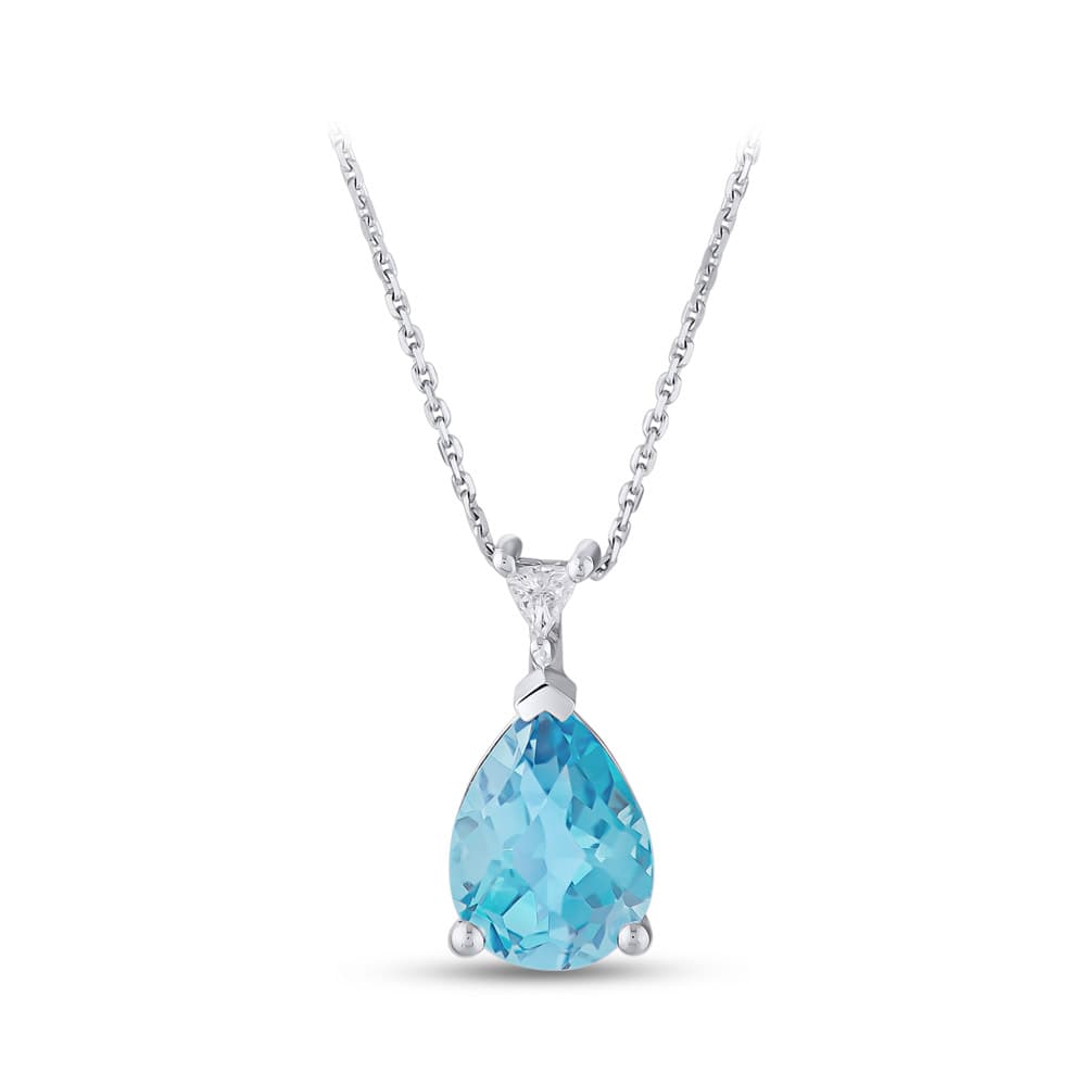 1,22 Karat Pırlanta Blue Topaz Kolye