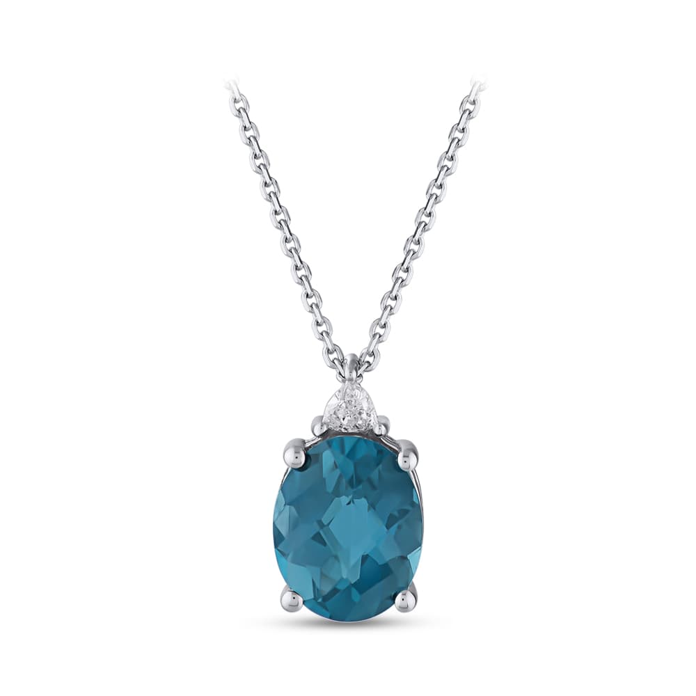 2,66 Karat Pırlanta Blue Topaz Kolye