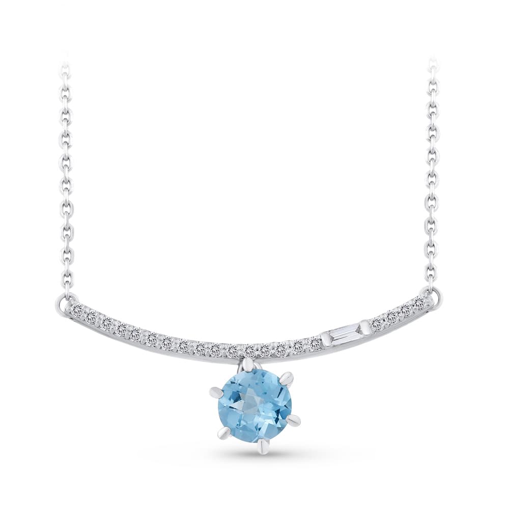 0,63 Karat Pırlanta Blue Topaz Kolye