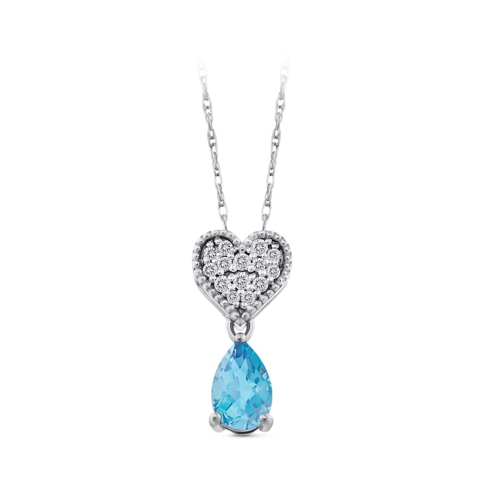 0,46 Karat Pırlanta Blue Topaz Kolye