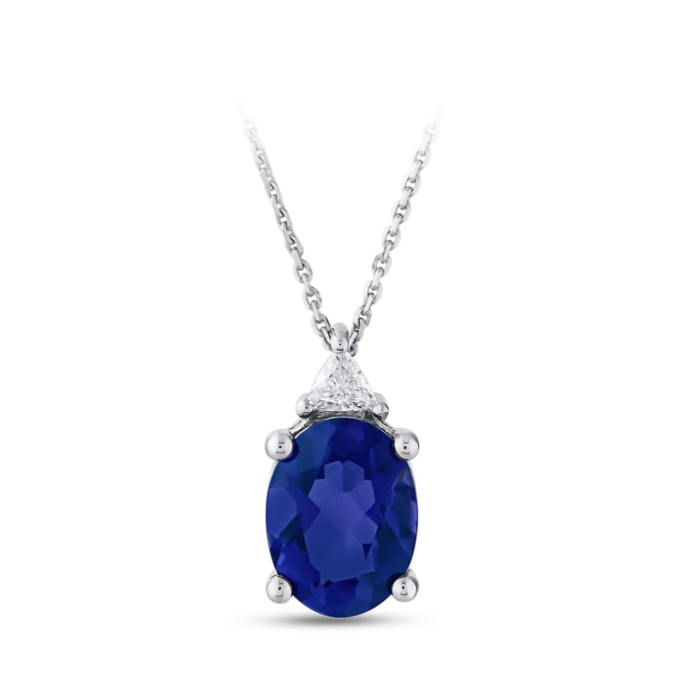 0,62 Karat Pırlanta Safir Kolye