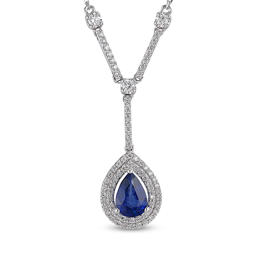 1,14 Karat Pırlanta Safir Kolye