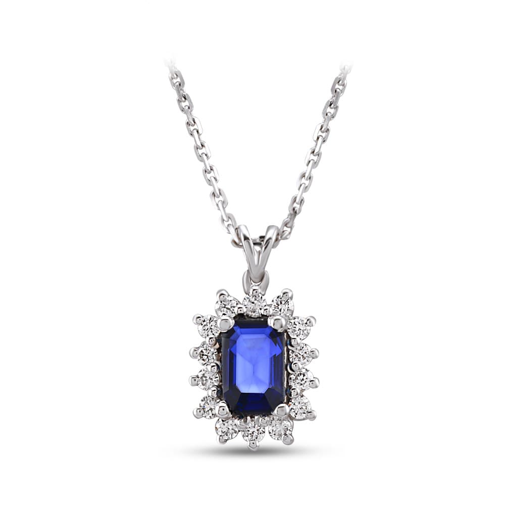0,71 Karat Pırlanta Safir Kolye