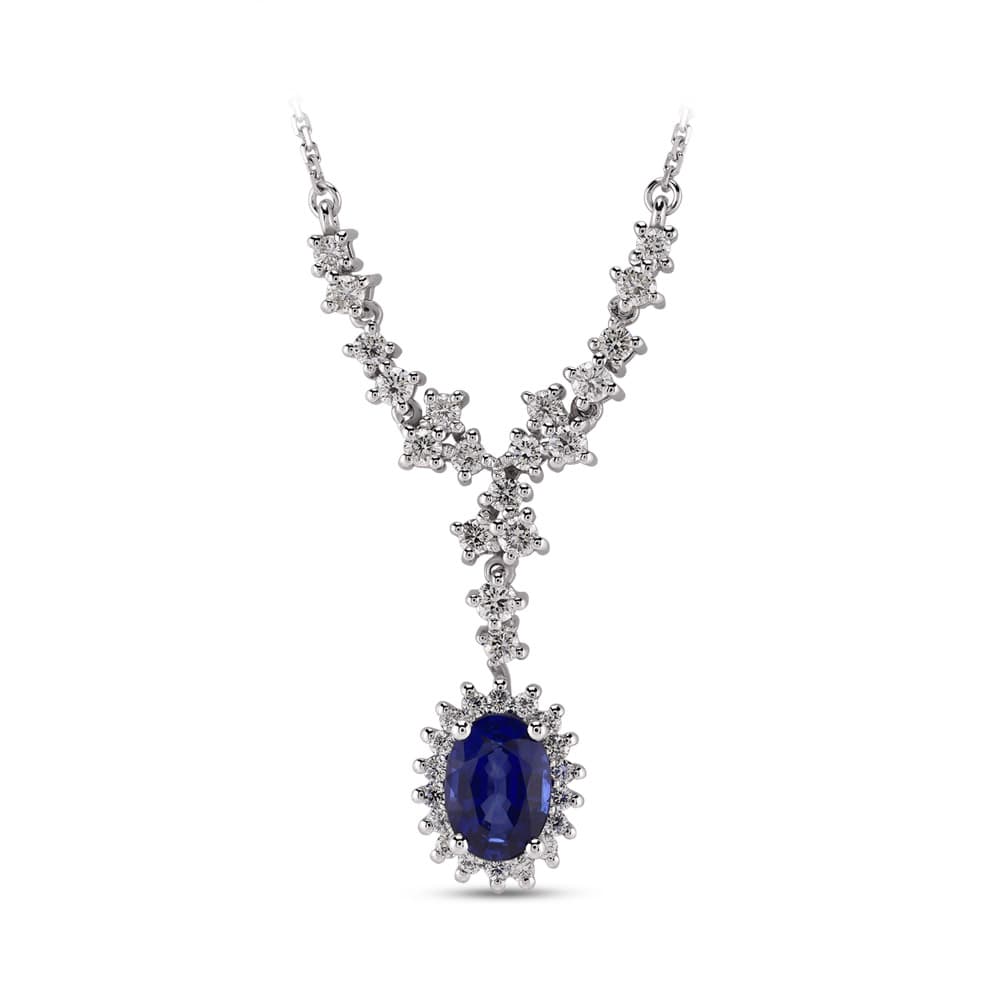 1,48 Karat Pırlanta Safir Kolye