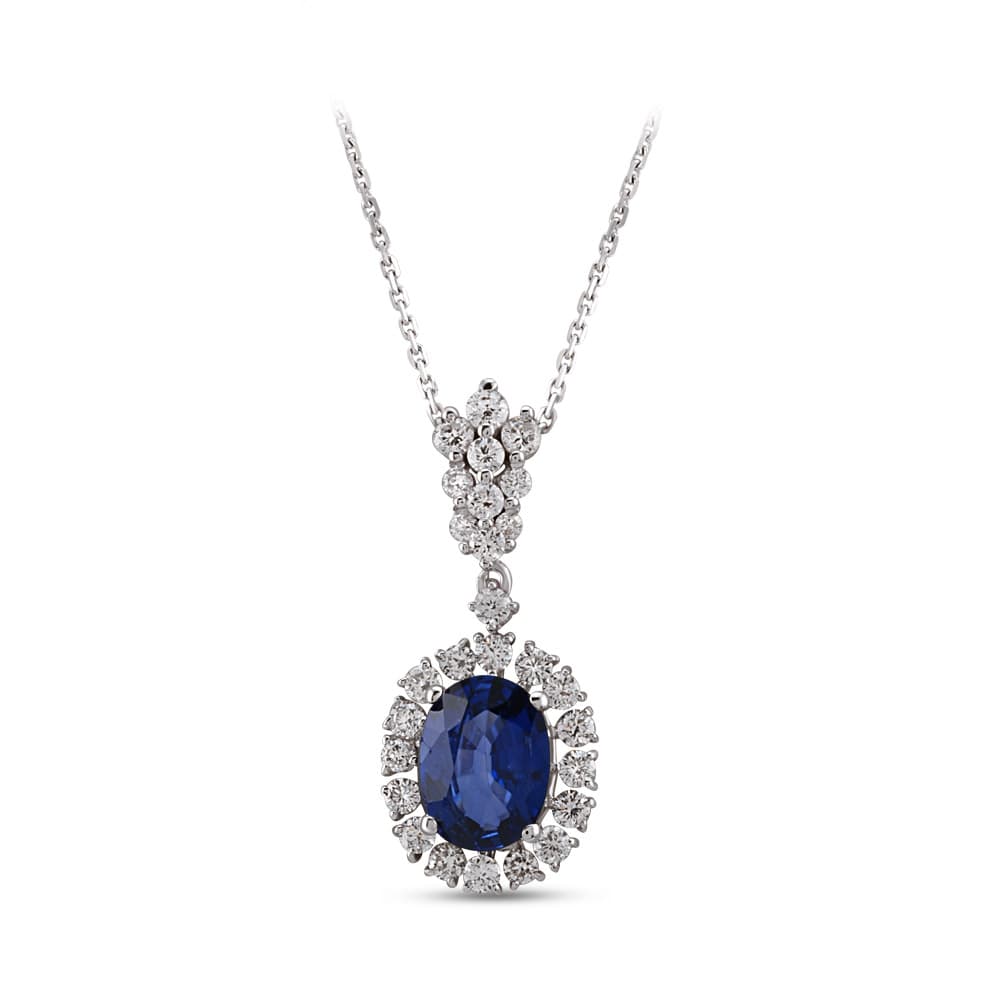 2,09 Karat Pırlanta Safir Kolye