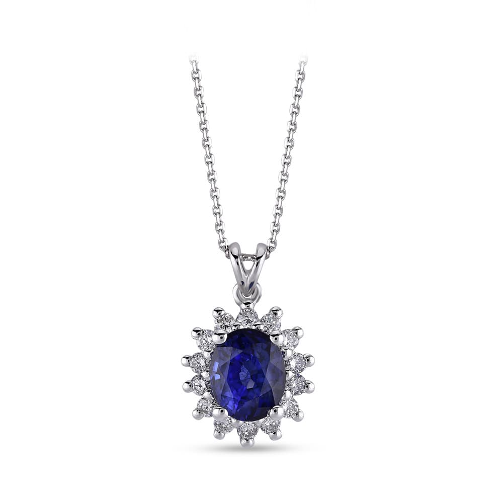 1,14 Karat Pırlanta Safir Kolye