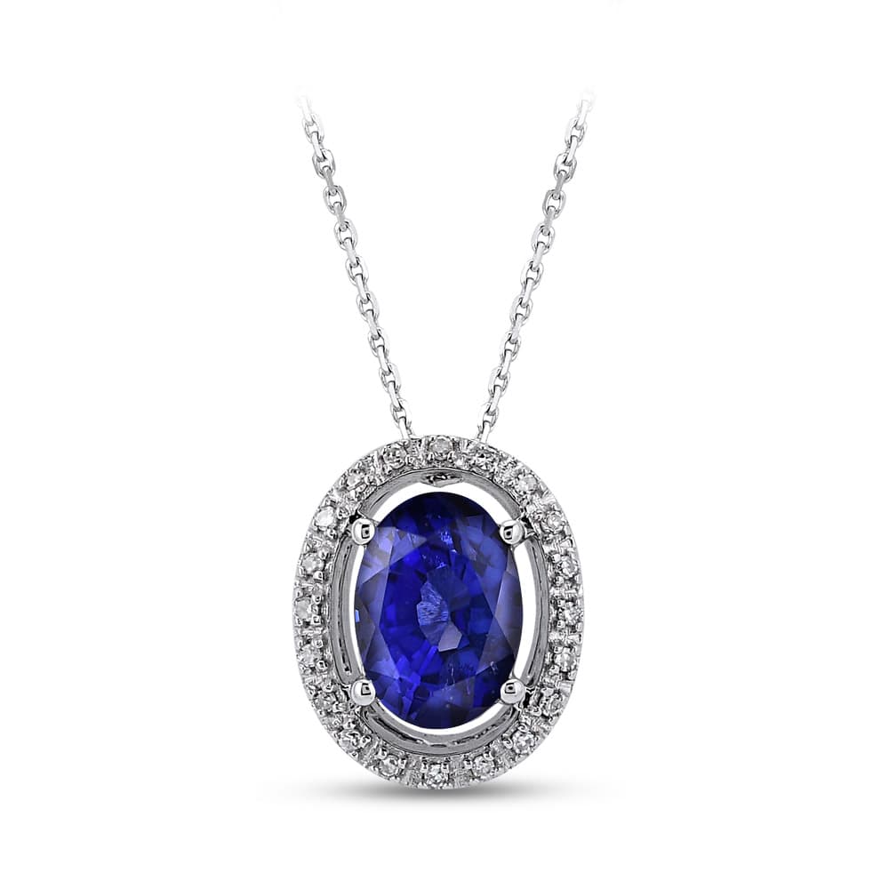 0,64 Karat Pırlanta Safir Kolye