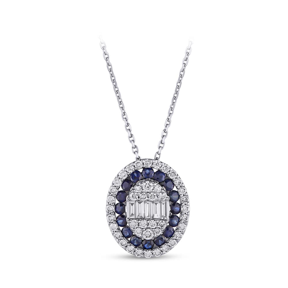 0,87 Karat Pırlanta Safir Kolye