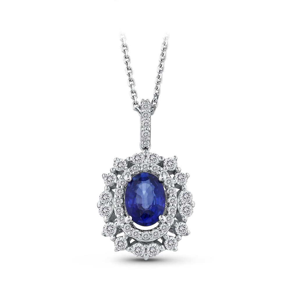1,36 Karat Pırlanta Safir Kolye