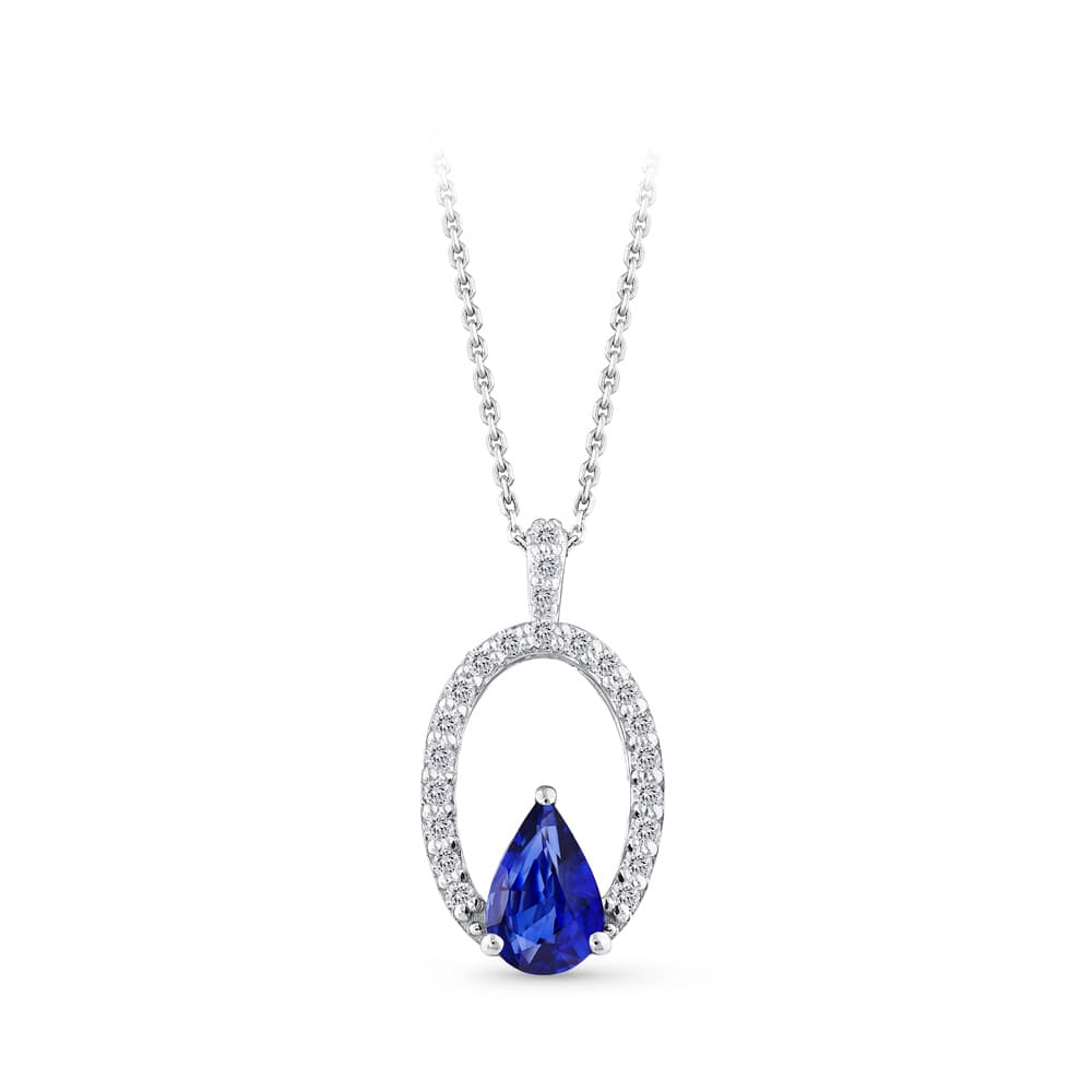 0,70 Karat Pırlanta Safir Kolye