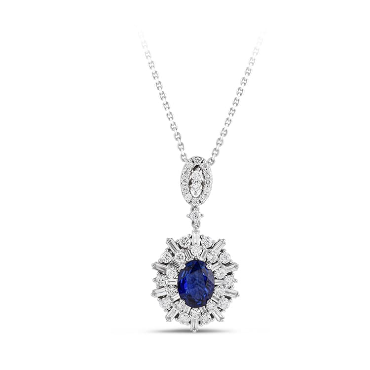 3,68 Karat Pırlanta Safir Kolye