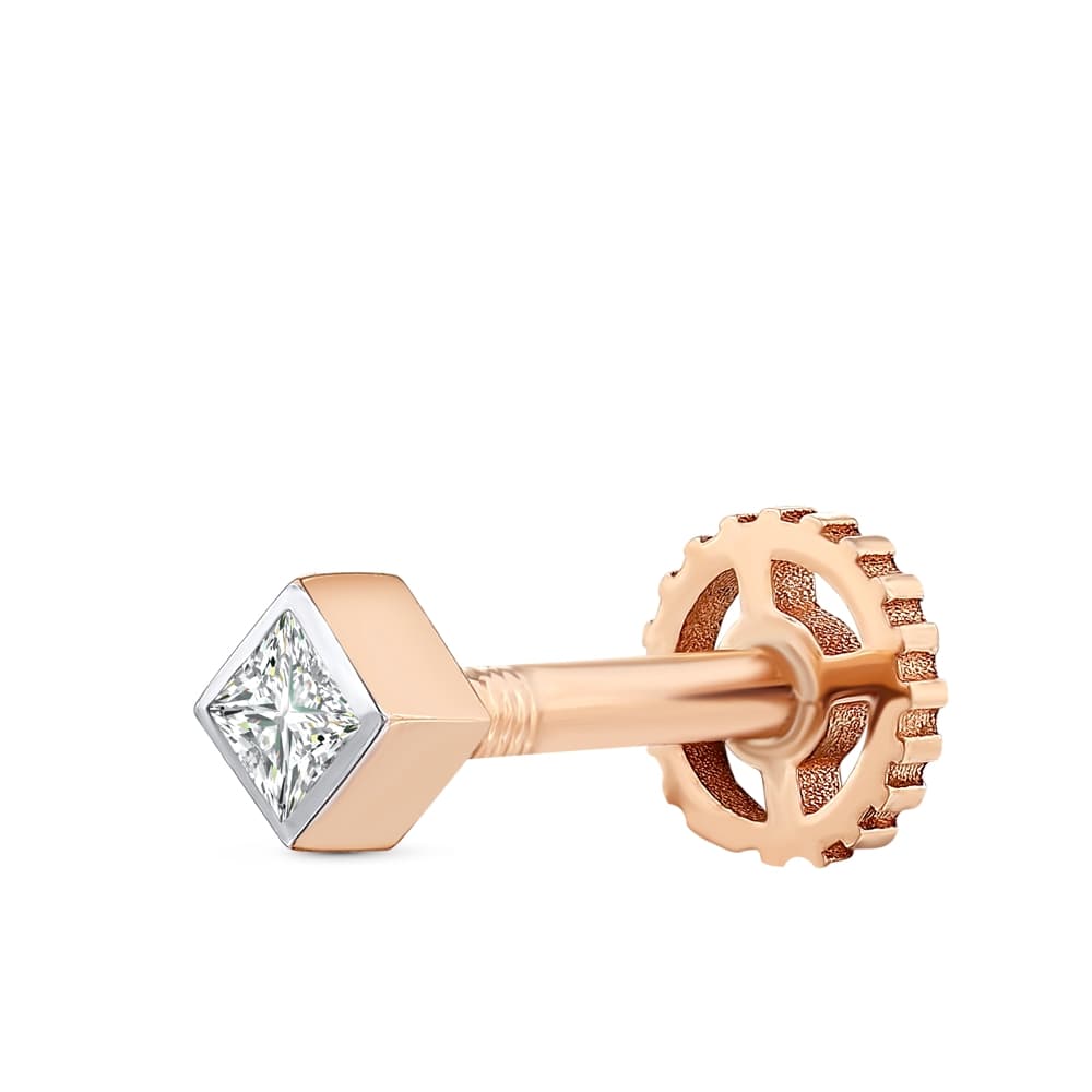 0,04 Karat Pırlanta Kare Tragus Küpe