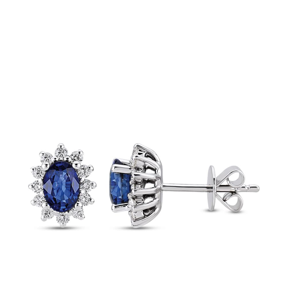 1,45 Karat Pırlanta Safir Küpe