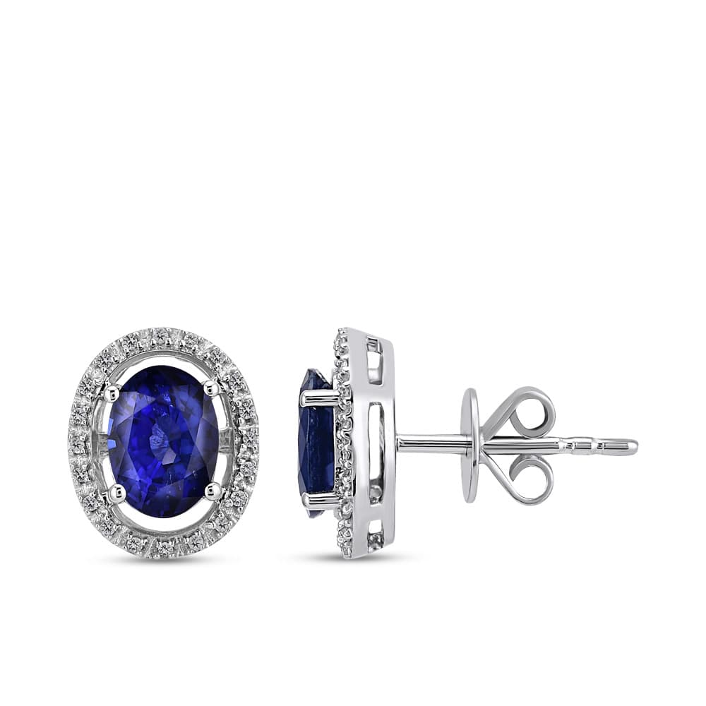 1,28 Karat Pırlanta Safir Küpe