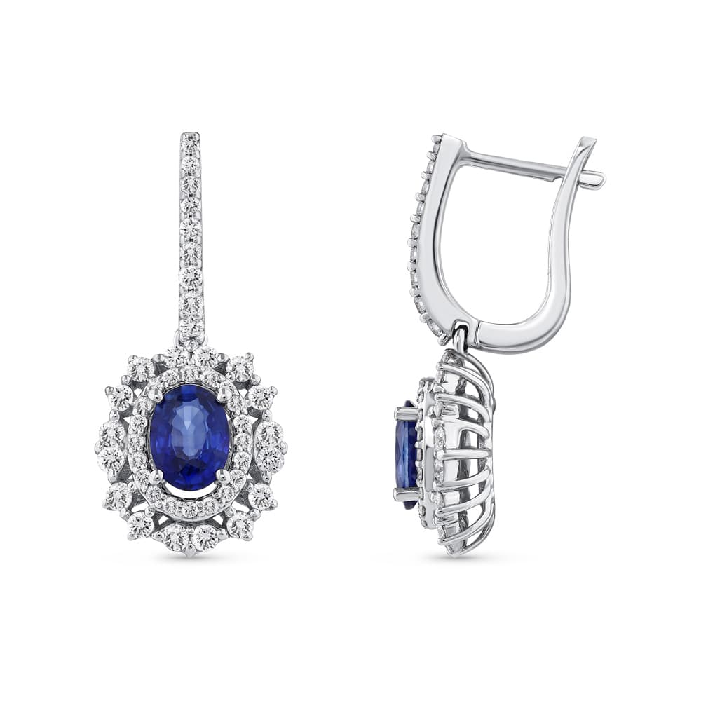 1,77 Karat Pırlanta Safir Küpe