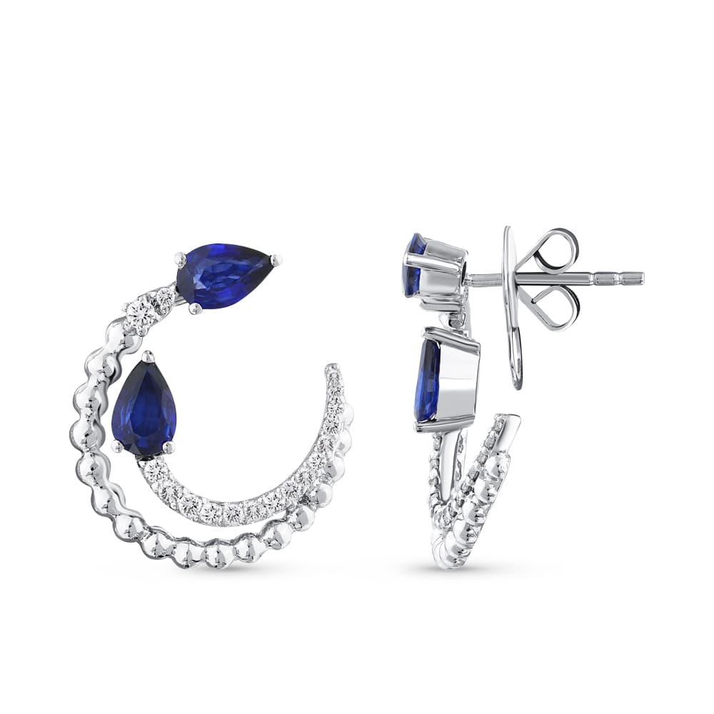 1,79 Karat Pırlanta Safir Küpe