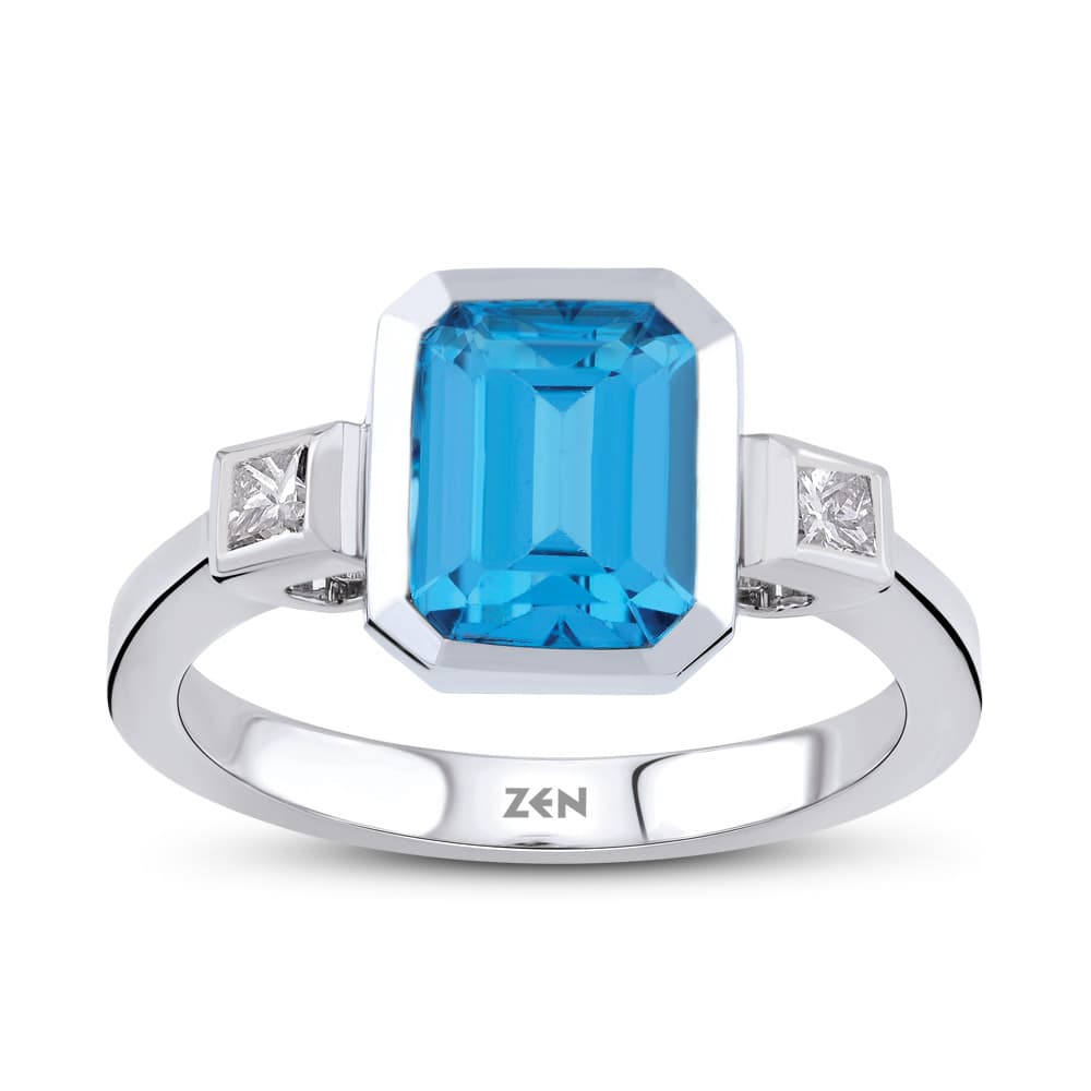 1,86 Karat Pırlanta Blue Topaz Yüzük