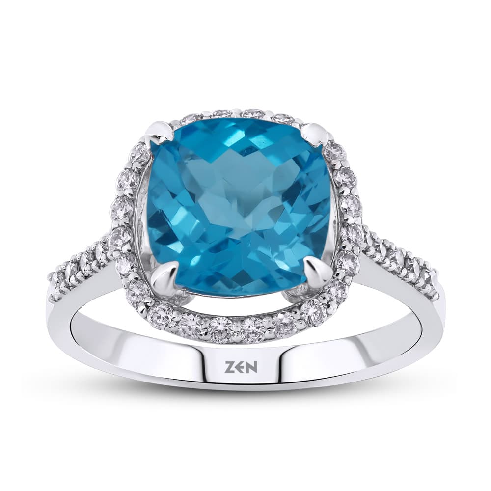 2,36 Karat Pırlanta Blue Topaz Yüzük