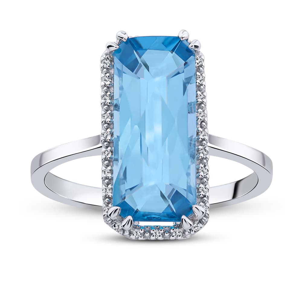 3,36 Karat Pırlanta Blue Topaz Yüzük