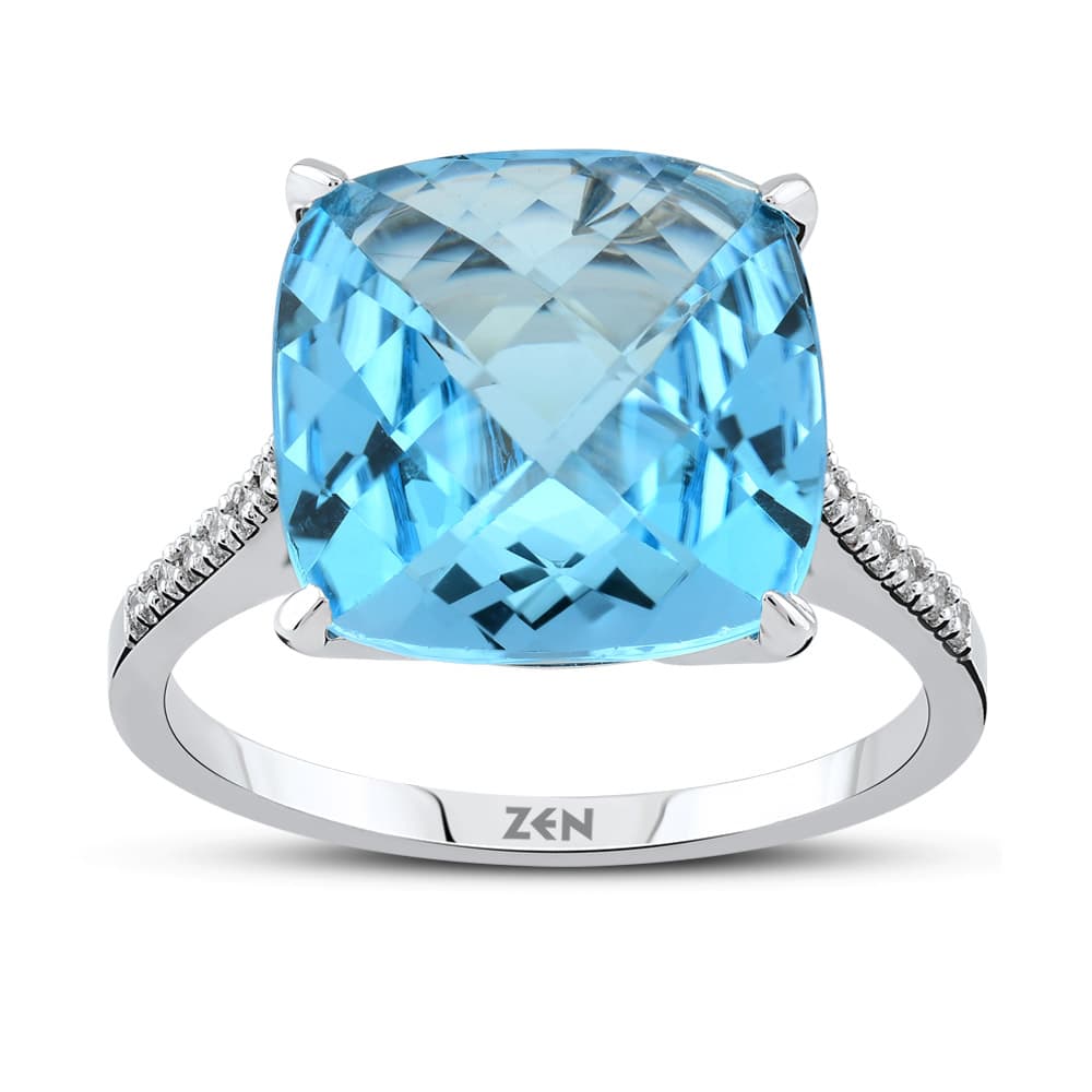 5,09 Karat Pırlanta Blue Topaz Yüzük