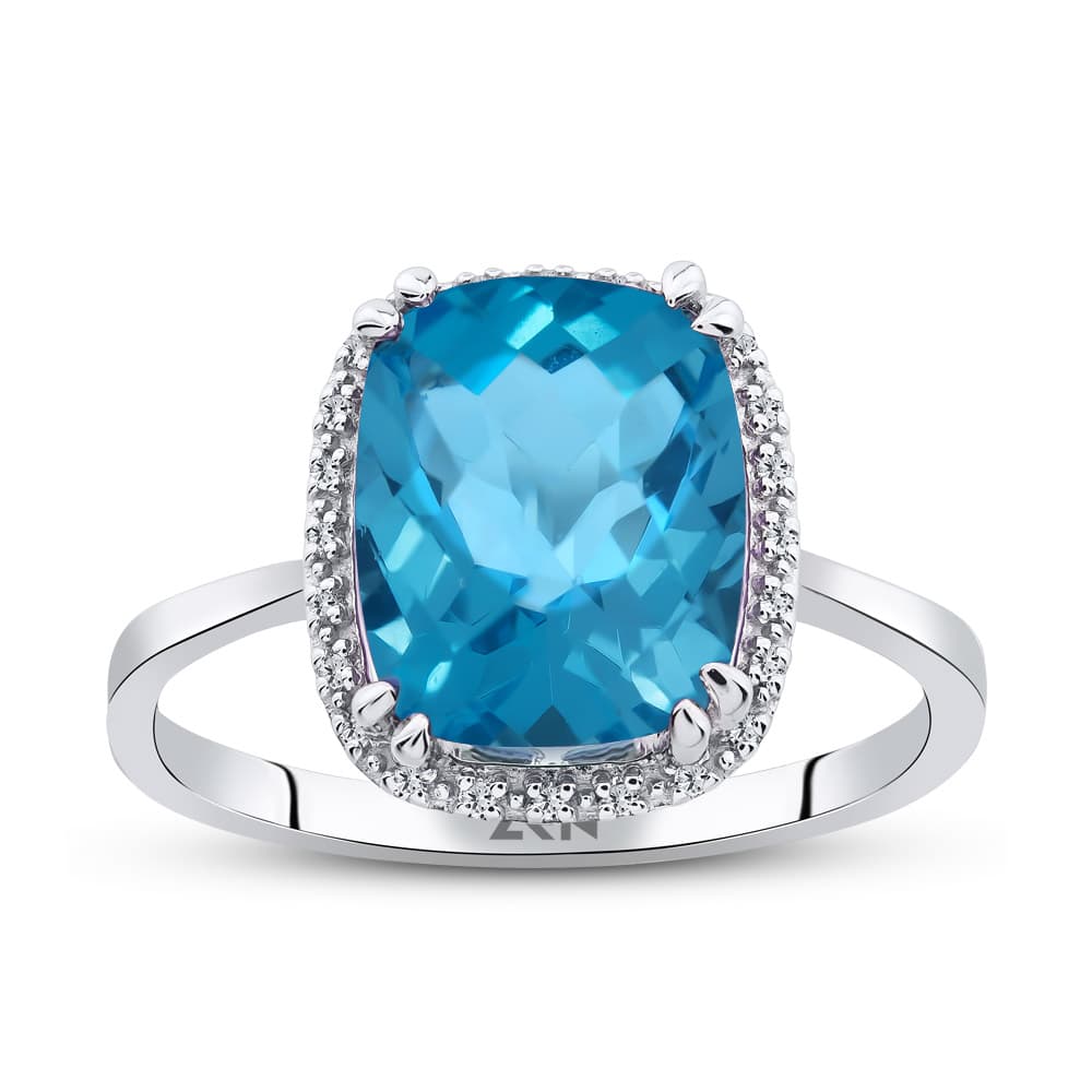 2,55 Karat Pırlanta Blue Topaz Yüzük