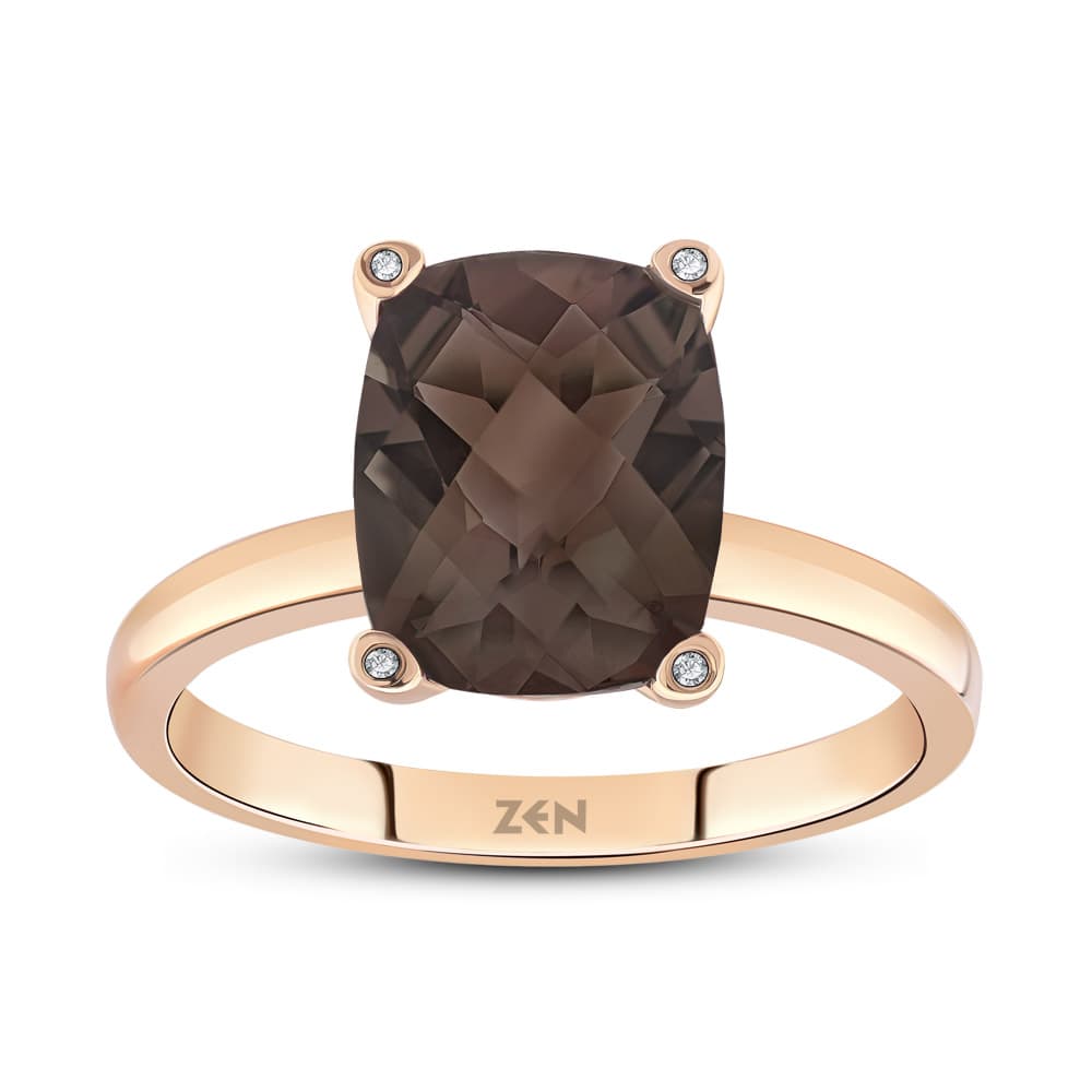 2,42 Karat Pırlanta Smoky Quartz Yüzük