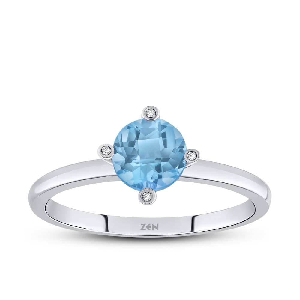 1,07 Karat Pırlanta Blue Topaz Yüzük