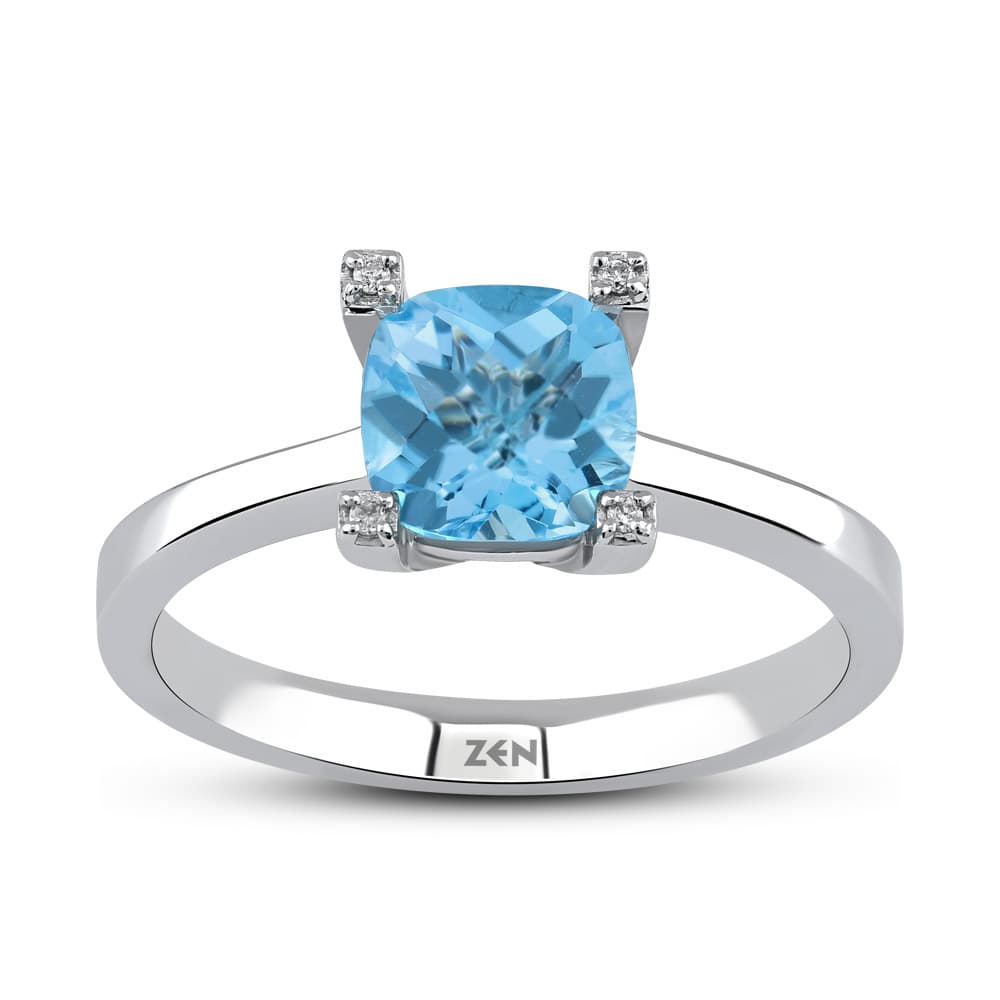 1,00 Karat Pırlanta Blue Topaz Yüzük