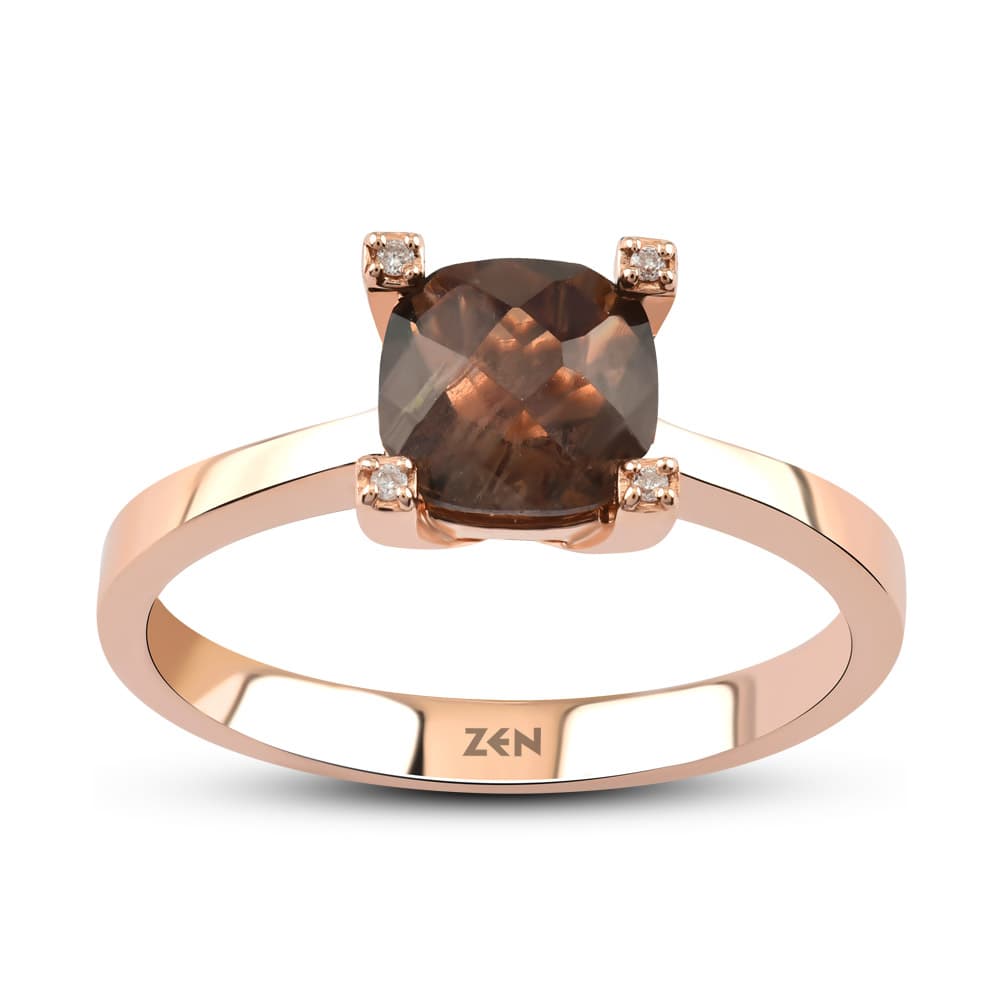 0,80 Karat Pırlanta Smoky Quartz Yüzük