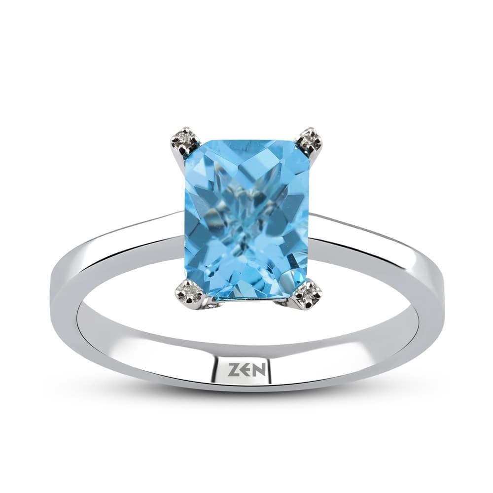 1,60 Karat Pırlanta Blue Topaz Yüzük