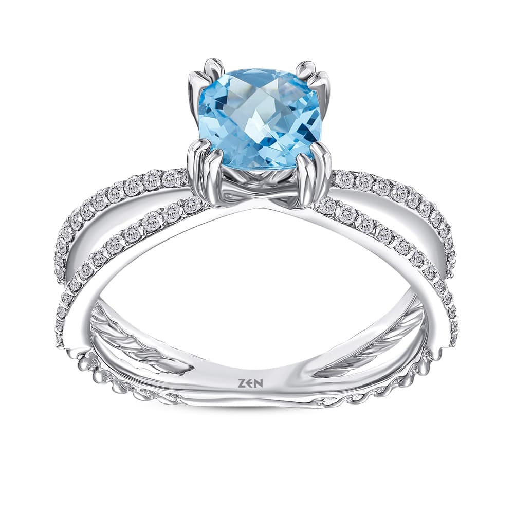 1,25 Karat Pırlanta Blue Topaz Yüzük