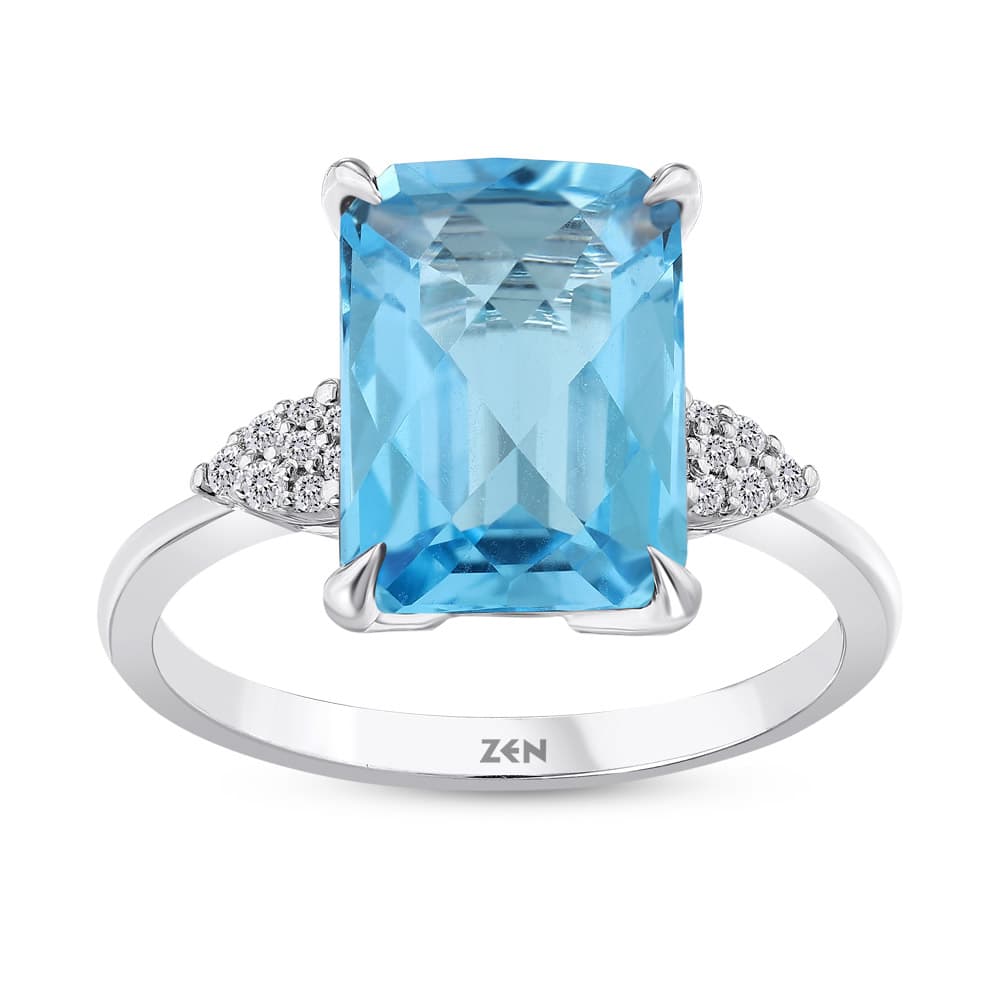 4,19 Karat Pırlanta Blue Topaz Yüzük