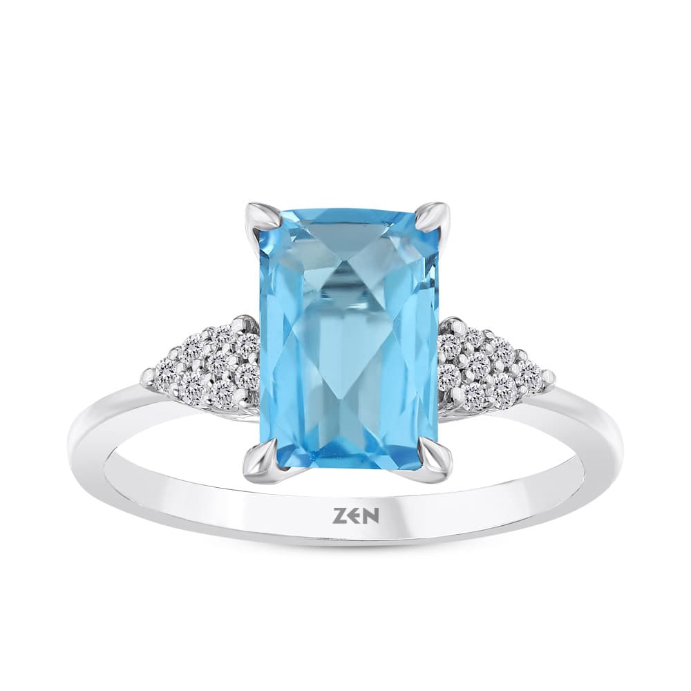 2,21 Karat Pırlanta Blue Topaz Yüzük