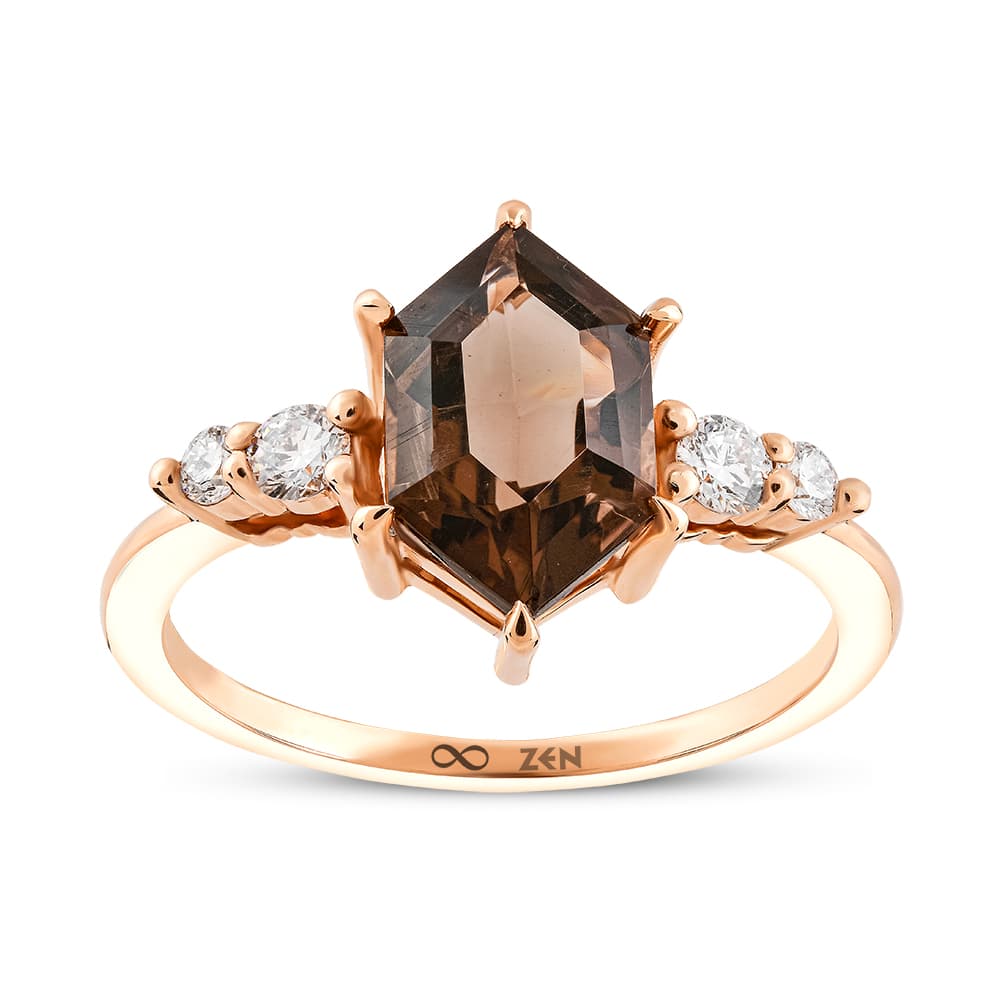 1,69 Karat Pırlanta Smoky Quartz Yüzük