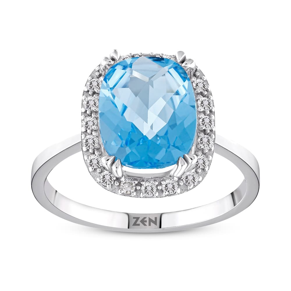 3,21 Karat Pırlanta Blue Topaz Yüzük
