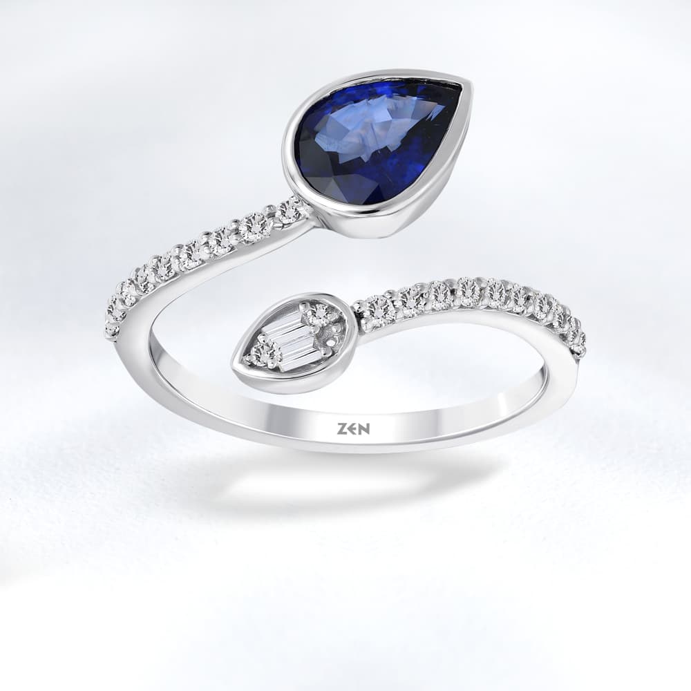 1,09 Karat Pırlanta Safir Yüzük