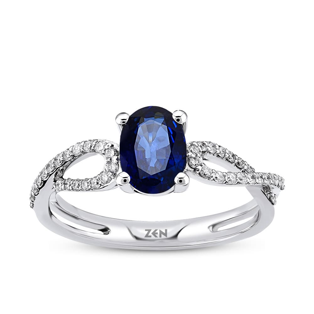 1,10 Karat Pırlanta Safir Yüzük