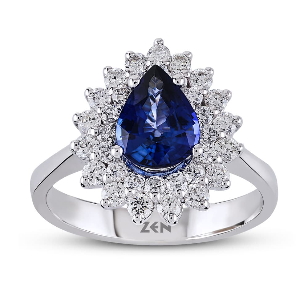 1,56 Karat Pırlanta Safir Yüzük