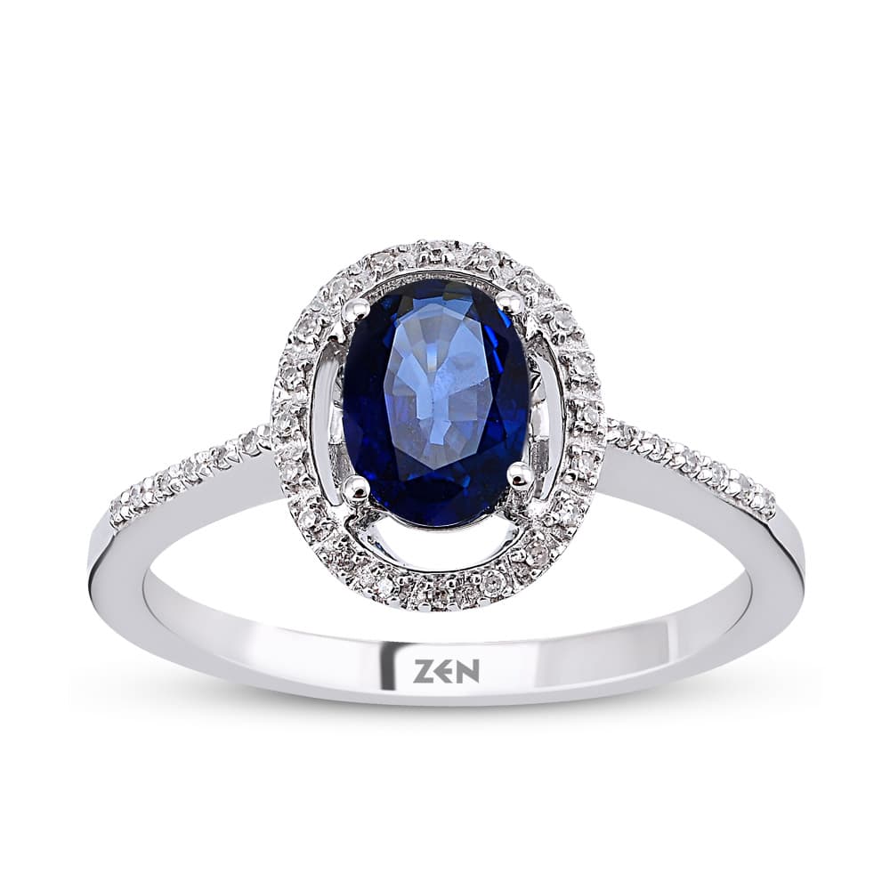 0,80 Karat Pırlanta Safir Yüzük