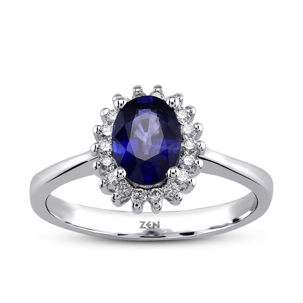0,99 Karat Pırlanta Safir Yüzük