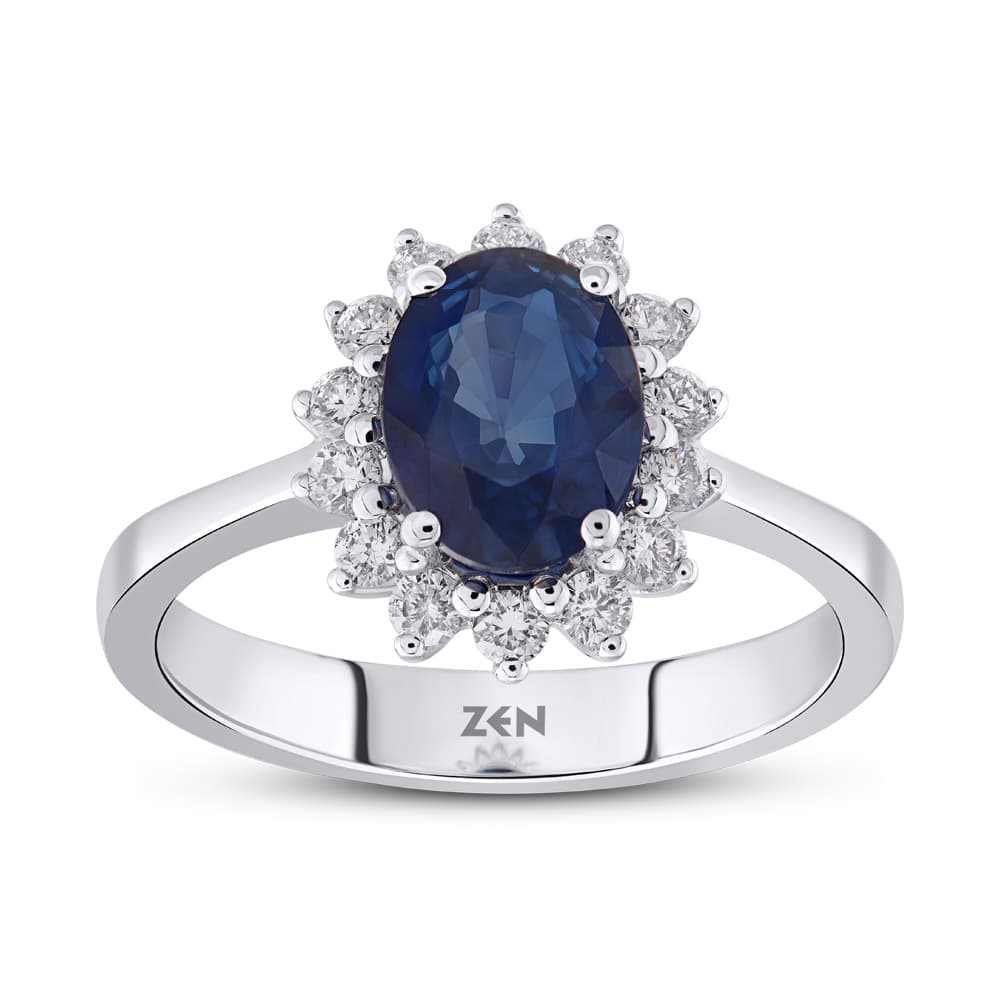 1,50 Karat Pırlanta Safir Yüzük