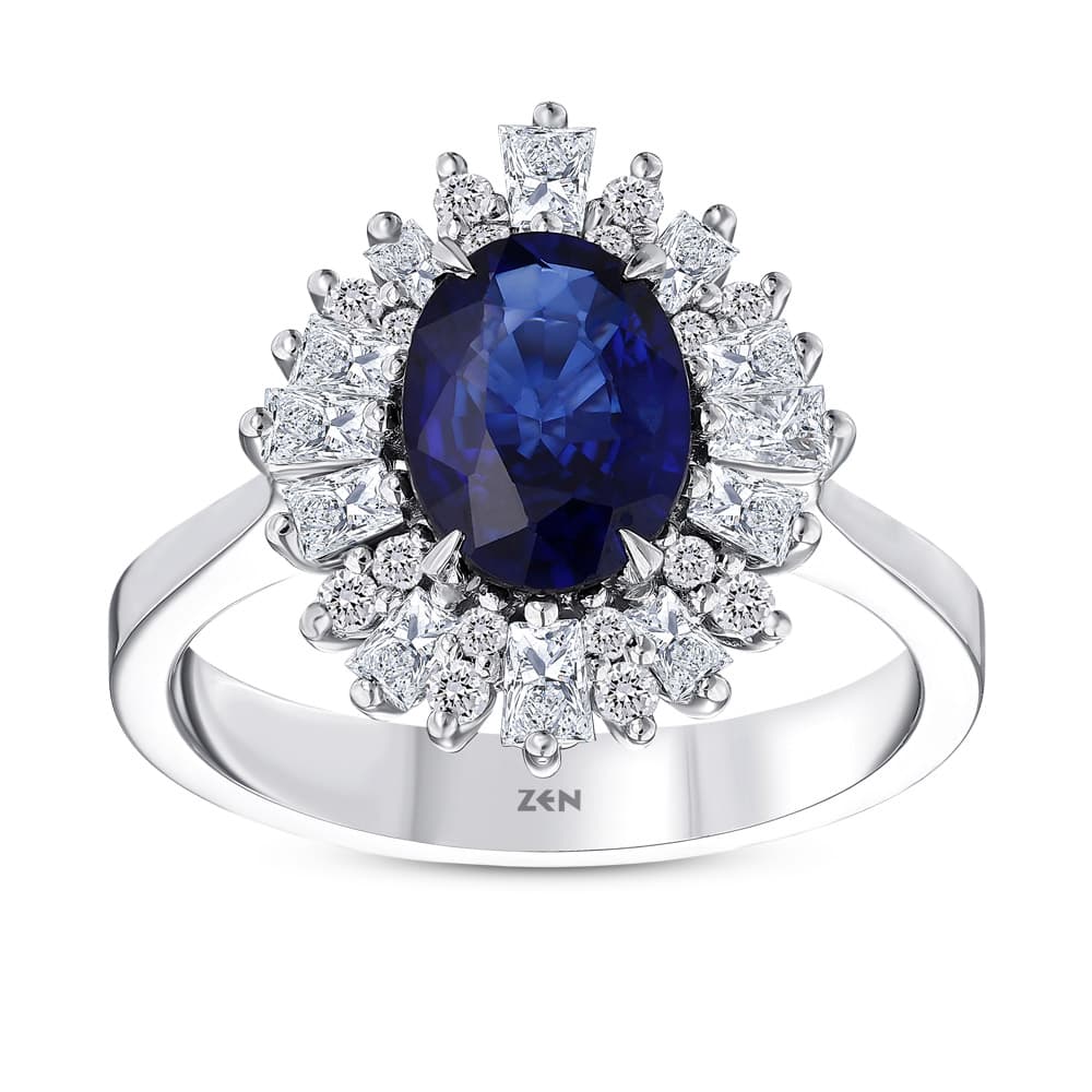 2,34 Karat Pırlanta Safir Yüzük